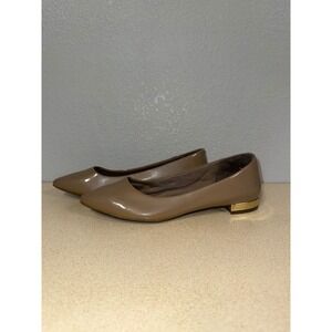 Rockport Total Motion Adelyn Taupe Patent Leather Pointed Toe Flats Size  7.5